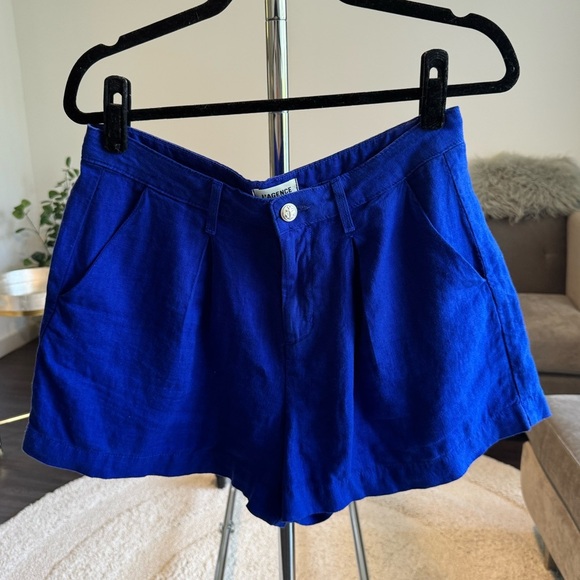 L'AGENCE Zahari High Rise Surf Blue Linen Shorts Size 28 - Picture 4 of 13